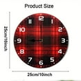 thumbnail image 2 of ZXCXRQFa Red Plaid Round Wood Wall Clock, 10 Inch Battery Operated Analog Quiet Desk Clock for Home,Kitchen,Office,School,Bathroom, 2 of 7