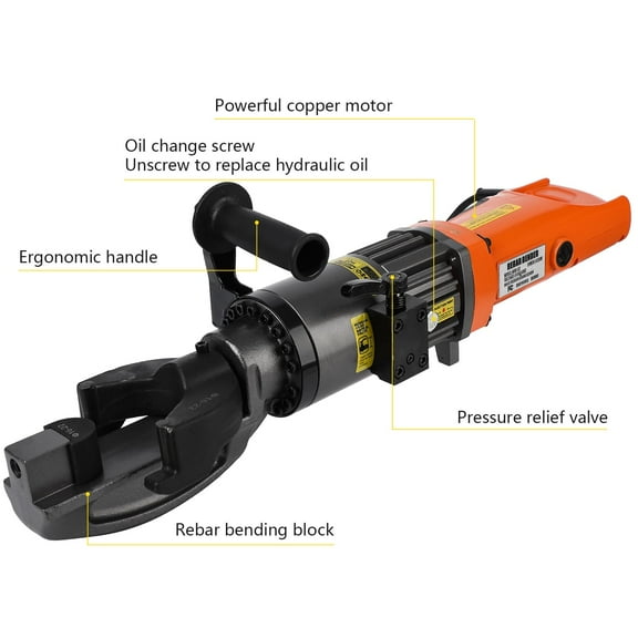 Towallmark 1200W Rebar Bender Tool – Electric Hydraulic Machine for 7/8" (#7) Rebar, 0-130° Bending