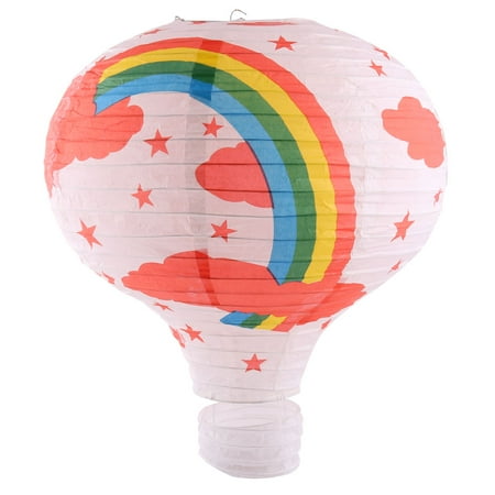 Paper Rainbow Pattern Room Hanging Hot Air Balloon Lantern White 16 Paper Rainbow Pattern Room Hanging Hot Air Balloon Lantern White 16 Inches Dia
