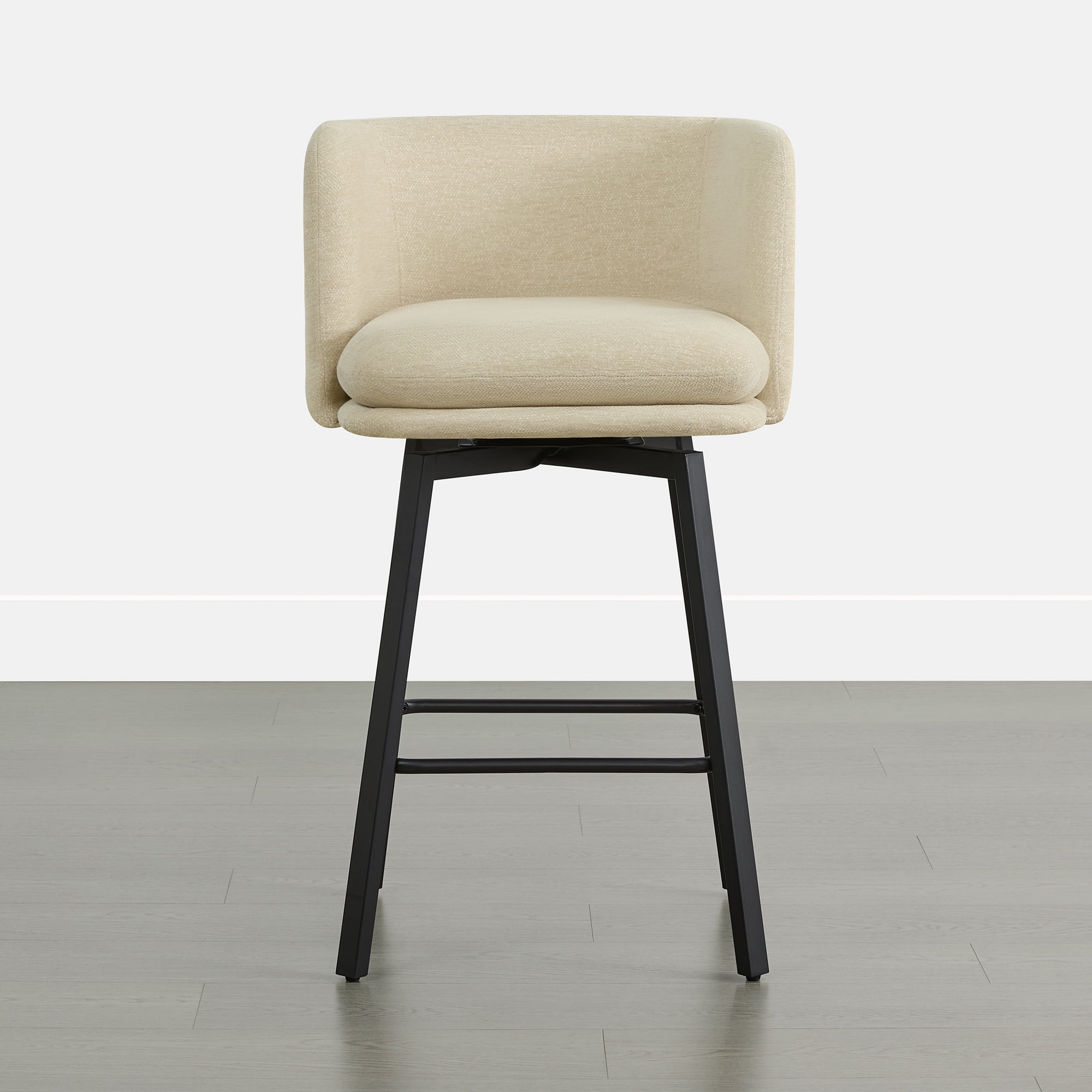 Spruce & Spring Modern Swivel Counter Stool with Barrel-Back Design and Upholstered Seat SandSet of 2, Sand