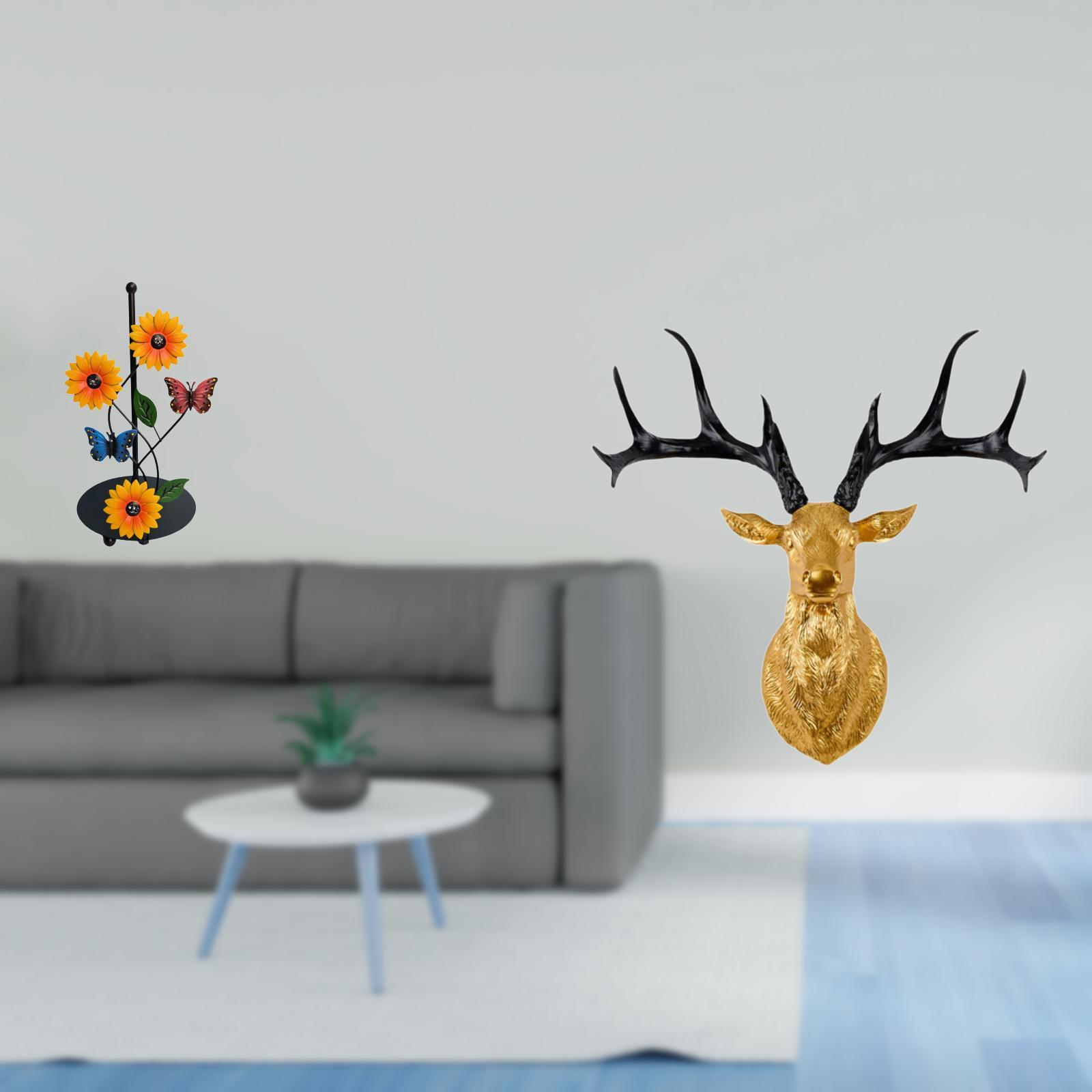 Fiocias Toilet Paper Holder Paper Towel Holder Countertop Kitchen Roll Holder Deer Head Statue Iron Material Suitable for Room Office Bedroom G