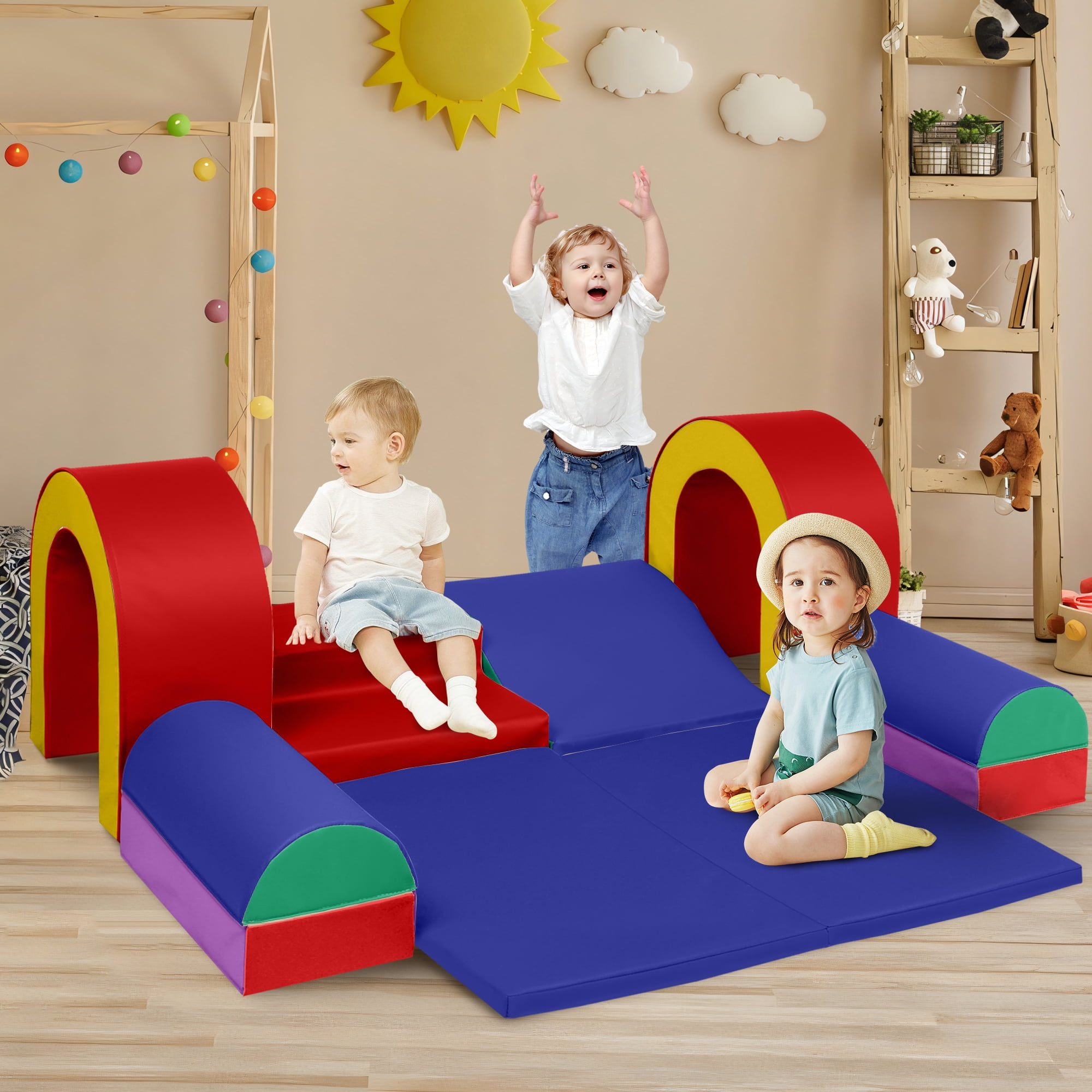 LINLUX 10PCS Toddler Climbing Foam Block, Soft Foam Building Blocks for Kids, Baby Climbing Toys