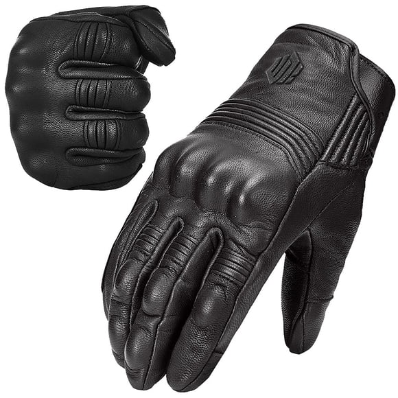 Guantes de moto ILM de piel de cabra con nudillos rígidos