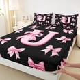 thumbnail image 3 of Castle Fairy Monogrammed Letter 4-Piece King Sheet Set: Kawaii Bowknot Dreamy Princess Breathable Decor, 3 of 7