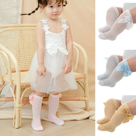 

SPRING PARK 1 Pair Baby Socks For Baby Girl Toddler Newborn Mesh Sock Bow Infant
