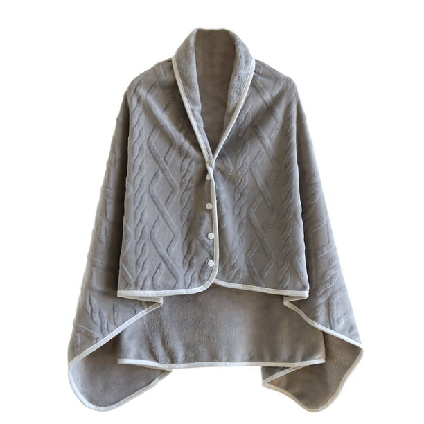 Chal de franela de invierno para mujer, grueso, de color sólido, manta, capa cálida, chal, top de poliéster para mujer