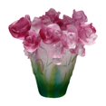 thumbnail image 1 of Jarrón de cristal con flores, centro de mesa, florero decorativo con arreglo floral Rojo, 1 of 9