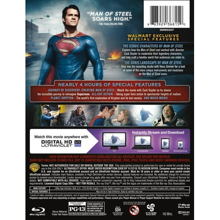 Man Of Steel Walmart Exclusive Steelbook (Blu-ray + DVD + Digital Copy)
