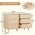 thumbnail image 5 of LAZZO 6 Drawer Dresser Rattan Wood Dresser Chest of Drawers Large Storage Cabinet, 5 of 5