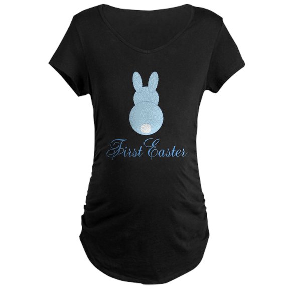 CafePress - First Easter Blue Bunny Maternity T Shirt - Maternity Dark T-Shirt