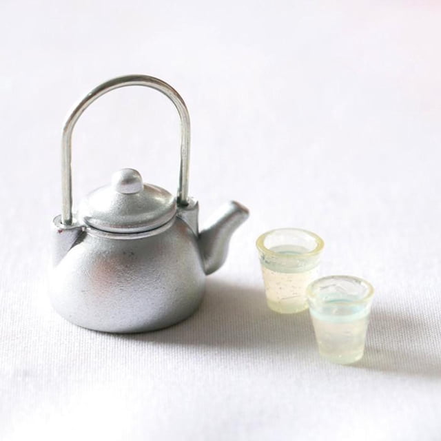 Hervidor de Agua Y Tazas Yotijar miniatura de la tetera de la casa de muñecas