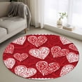 thumbnail image 2 of Valentine's Day Washable Round Area Rug 3.3 ft, Abstract Romantic Red White Floral Love Heart Red, Soft Non Slip Rugs Stain Repellent Indoor Felt Carpet for Living Dining Room Bedroom Home Office, 2 of 9