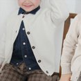 thumbnail image 5 of TOWED22 Toddler Girls Crewneck Cardigan Sweater Kids Long Sleeve Button Knit Tops Outwear Tops(White,7-8 Y), 5 of 7