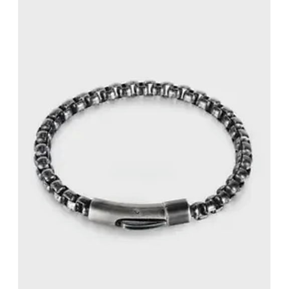 HOOUN Men Boy Women Bracelet Stainless Steel Rolo Chain Bracelet Link Box 6mm 8.5inch-vintage black