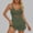 #131-Green, variant on Women's Solid Color V-Neck Mesh One-Piece Swimsuit with Removable Padding, Tummy Control Slimming Swimsuit for Beach and Swimming