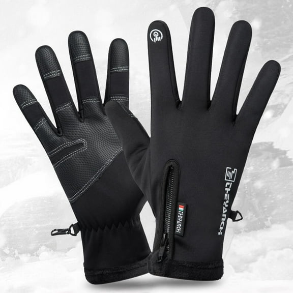 SPRING PARK Men Women Unisex Winter Zipper Waterproof Outdoor Skiing Cycling Warm Non Slip Gloves