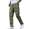 thumbnail image 2 of Hinvhai Men's Fashion Stretch Dress Pants Slim Fit Plaid Pants Business Suit Pants Casual Golf Pants Green, 2 of 9