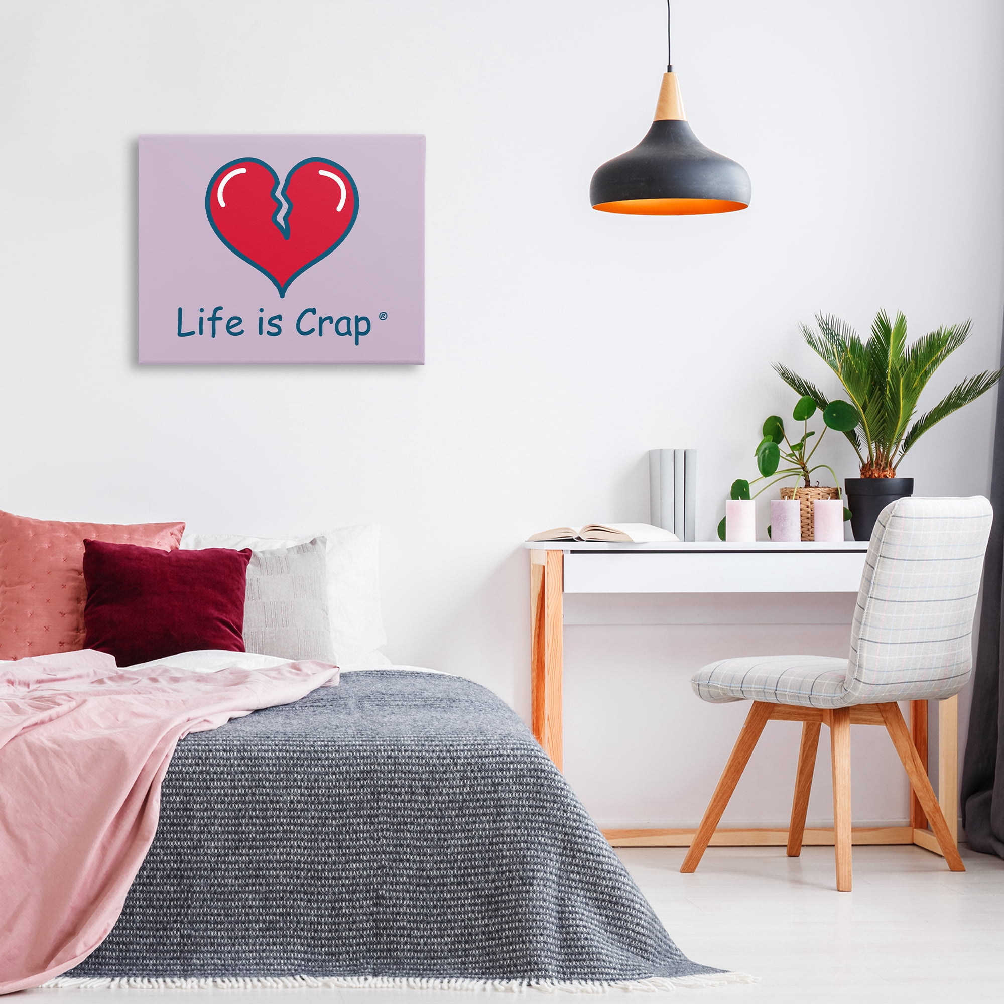 Stupell Industries Life Is Crap Heartbreak Novelty & Humor Painting Wrapped Canvas Art Print Wall Art, 30 x 24