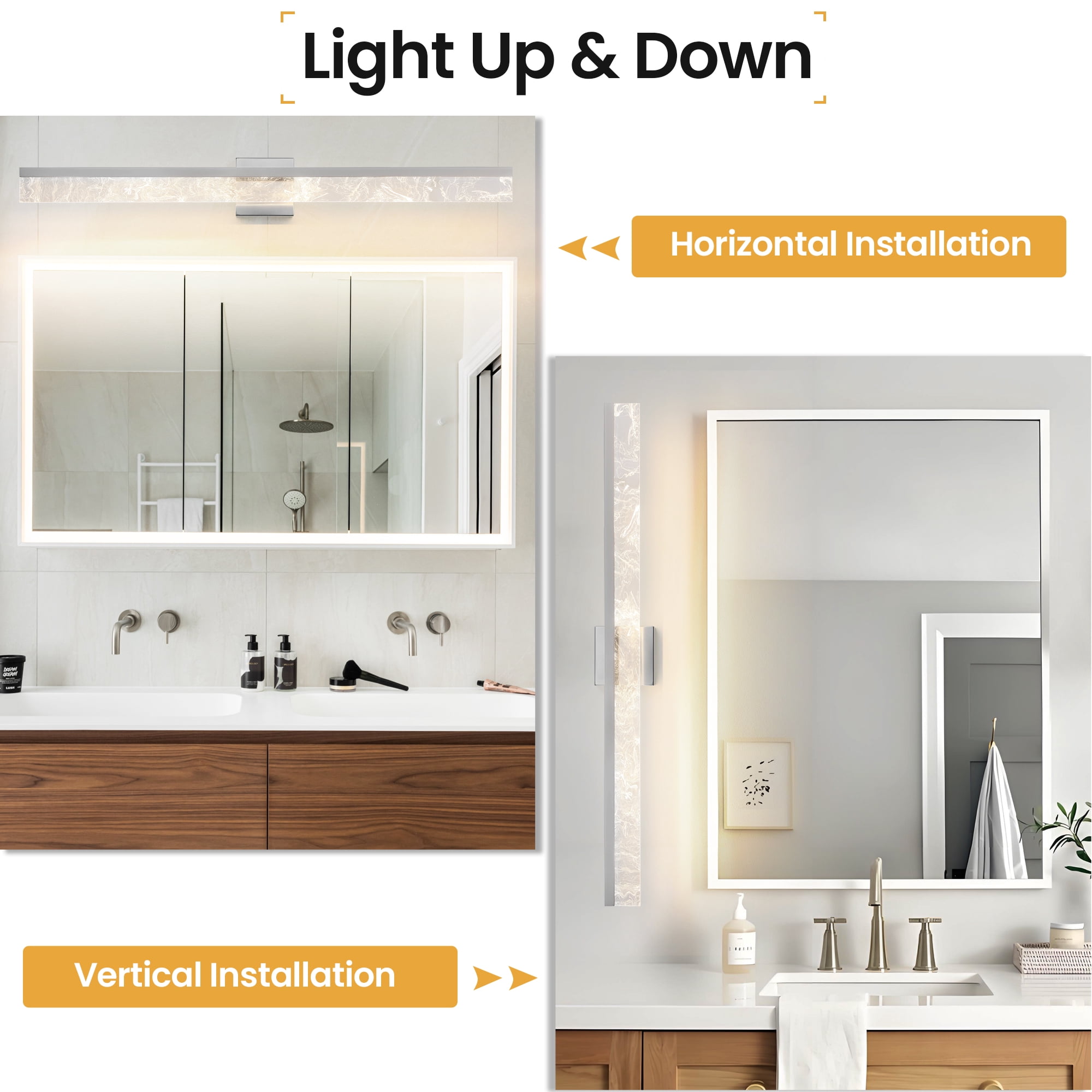 Brushed Nickel Bathroom Light Fixtures 39 inch Dimmable Metal Wall Sconce Fixtures Over Mirror LED Vanity Light Bar for Restroom Mirror 3000K Warm White Light