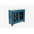 thumbnail image 3 of Benzara Wooden Accent Cabinet with Two Glass Inserted Doors, Blue, 3 of 5