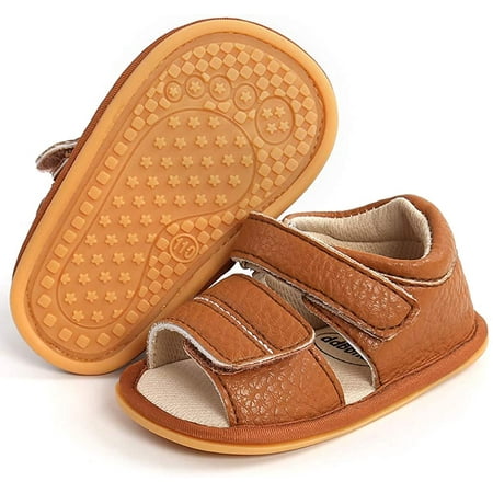 Baby Boys Girls Summer Sandals 2 Straps Anti Slip Soft Sole Beach Infant Shoes Toddler First Walker Newborn Crib Shoes(3-18Months)