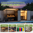 thumbnail image 4 of BaPiPro 6x4 ft Metal Storage Shed with Hardtop Pergola – 12x6 ft 2-in-1 Black Outdoor Tool Shed & Bike Shelter, Weatherproof with Lockable Door, 4 of 7