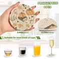 thumbnail image 2 of Yayeee 6 PCS Drink Coasters with Holder Set Woven Absorbent Round Tabletop Hot Pad, Beige Fall Books, 2 of 7