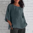 thumbnail image 2 of Womens Summer Tops 2023 3/4 Sleeve Crewneck Plain Blouses Dressy Casual Loose Fit Comfy Womens Fashion Tshirts Shirts, 2 of 6