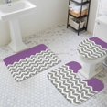 thumbnail image 3 of Purple Grey Bathroom Rugs Set Herringbone Non Slip Absorbent Soft Bath Mats 3 Piece Set with Bathroom Rug, U-Shaped Floor Mat, Toilet Seat Cover Large Size, 3 of 9
