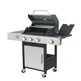 thumbnail image 6 of Spaco 3-Burner Propane Gas BBQ Grill with Side Burner, 37230BTU Output With Enameled Cast Iron Cooking Grids For Outdoor Barbecue, Stainless Steel, Black+Silver, 6 of 7