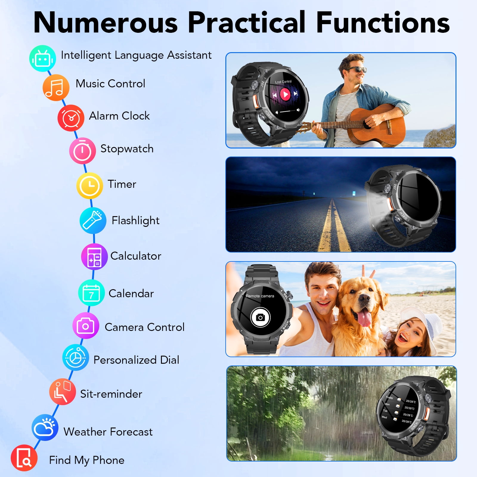 Smart Watch for Men, 1.53'' AMOLED Sport Smartwatch, 100 Day Standby Bluetooth 5.4 Call(Answer/Make Calls), 120+ Sport Modes IP68 Waterproof Smart Watch Fits for iPhone and Android, Black