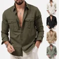 thumbnail image 3 of Camisa informal de manga larga para hombre nueva de 2023, camisa de estilo europeo y americano con estación independiente y doble bolsillo, venta rápida, 3 of 4
