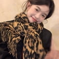 thumbnail image 4 of Jiibva Leopard Tassels Scarf Lady Oversized Long Soft Warm Wrap Shawl Windproof Winter Neck Warmer Animal Print Scarves for Women, 4 of 7