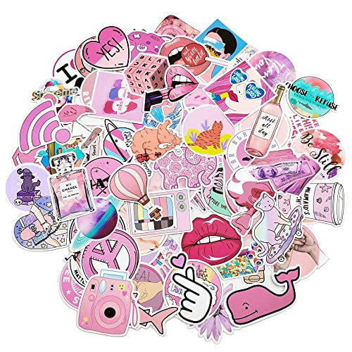 53pcs|Pink Cute Stickers for Water Bottles 53 Pack Pink Waterproof Laptop 