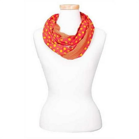 Design Imports DIN811-MOR Dots & Stripes Infinity Scarf - Maroon & Orange