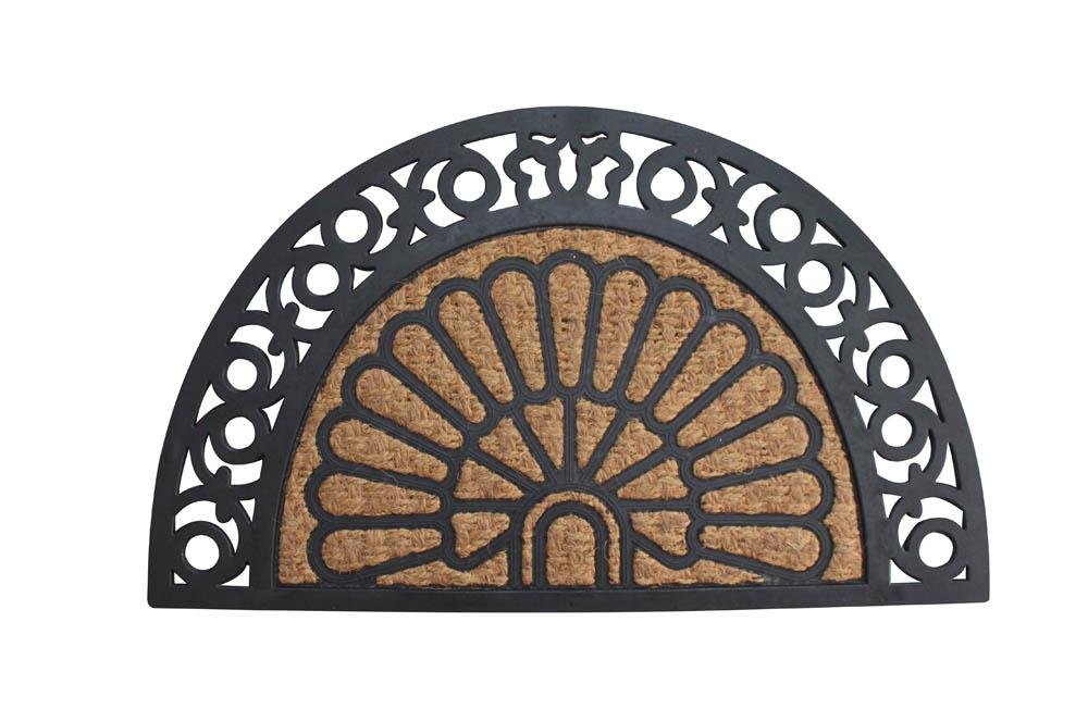 Mat, Half Moon Fancy Outdoor Decorative 18x30 Coir Doormat