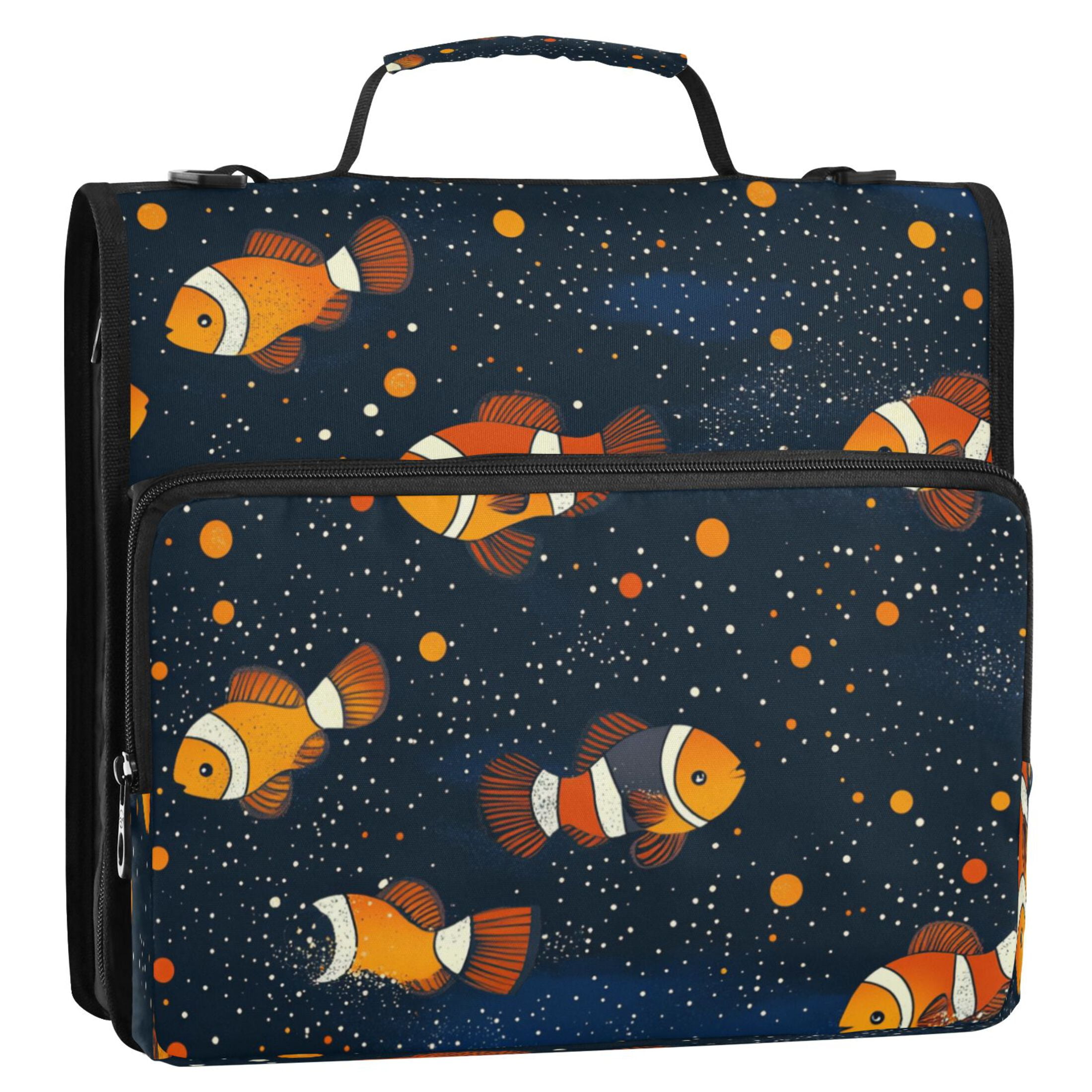 YAZAOO Zipper Binder trapper keeper Documents Organized Design Cosmic Clownfish Printed