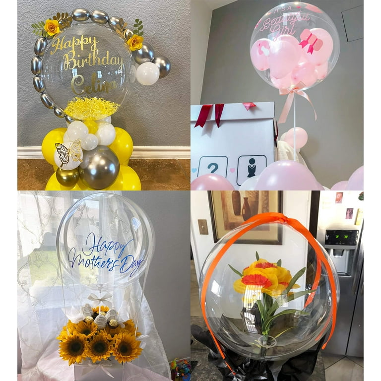 Aimee_JL 5pcs clear bobo balloons,24 inch bubble balloon,3.7 inch wide mouth  design to stuffing