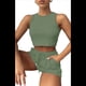 thumbnail image 3 of Conjuntos de Verano para Mujer, Conjunto Informal de 2 Piezas con Top Corto y Pantalones Cortos de Punto Gofre, Ropa de Dormir Verde M, 3 of 8