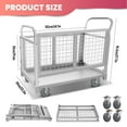 thumbnail image 4 of Heavy Duty Platform Truck Cart with Cage, 40.1" L X 23.2" W X 19.6" H, 2200 LBS Load Capacity, Alloy Steel Hand Truck with 4 Universal Wheels, Anti-Rust Push Cart for Grocery, Laundry, Warehouse, 4 of 8