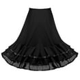 thumbnail image 3 of Alvivi Kids Girls Chiffon Tiered Striped Mesh Skirt Lyrical Latin Salsa Rumba Flamenco Dance Skirt Black 14, 3 of 4