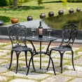 thumbnail image 5 of Withniture 3 Piece Outdoor Bistro Set, All Weather Cast Aluminum Patio Dining Table and Chairs with 2" Umbrella Hole, Black, 5 of 8