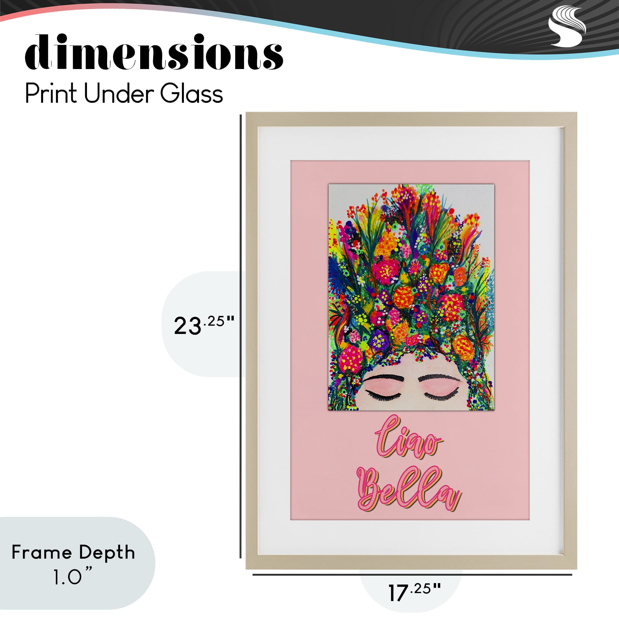Stupell Industries Ciao Bella Floral Woman Birch Framed Print Under Glass, design by Pooja Dave
