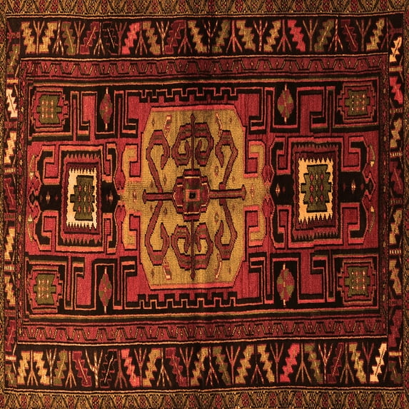 Ahgly Company Indoor Square Persian Orange Traditional Area Rugs, 7' Square