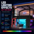 thumbnail image 4 of Leumius Full Size Low Loft Bed with Side Desk and Usb Ports, Gaming Style Metal Loft Bed with Led Lights, Storage Cabinets and Chic Canopy Design for Bedroom Guests Black, 4 of 9