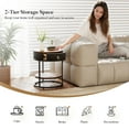 thumbnail image 7 of VENTOPYR 2-Tier Metal End Table with Drawer,Wooden Round Nightstand with Shelf, 7 of 7