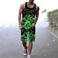 thumbnail image 2 of VBARHMQRT Christmas Pajamas Pants Men Mens St. Pat's Day Casual Printed Round Neck Pullover Vest Drawstring Shorts Set Two Piece Set, 2 of 6