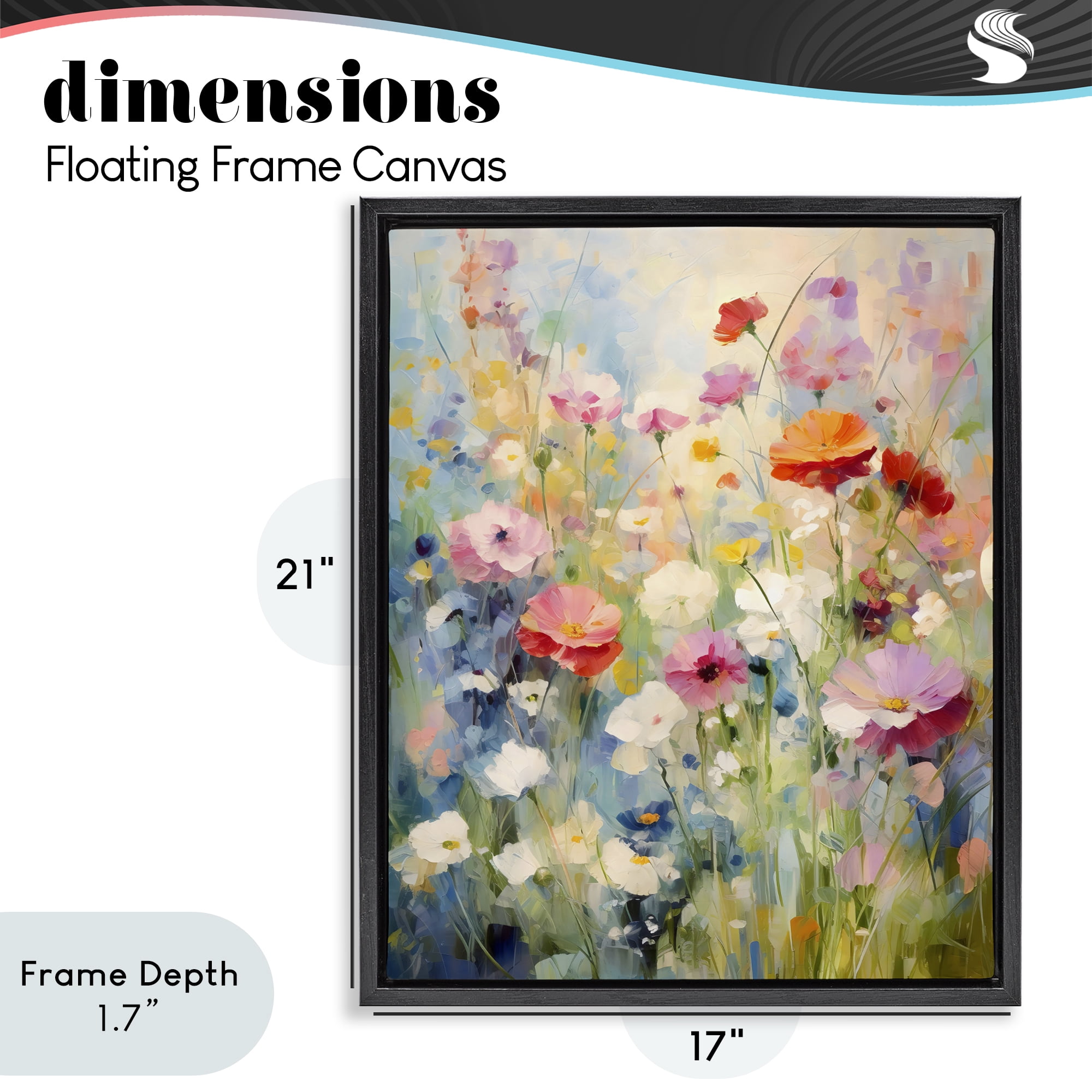 Stupell Industries Wildflower Breeze Impression Black Framed Floater Canvas Wall Art, design by Creative Studio