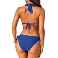 thumbnail image 5 of Women Halter Bikini Set - Two Piece Triangle Swimsuit Tie Bathing Suit Cute Swimwear Blue M, 5 of 5