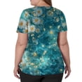 thumbnail image 5 of Flowers Printed Scrubs For Women V-Neck Medical Scrubs Short Sleeve Stretch Nurse Work Uniform Shirts Fashion Scrub Top With Pocket Army Green L, 5 of 5